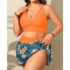 imageWomens Plus Size High Waisted Bikini  Two Piece Swimsuit with Skirt 2025 Tummy Control Bathing Suit with PocketOrange Flowers