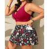 imageWomens Plus Size High Waisted Bikini  Two Piece Swimsuit with Skirt 2025 Tummy Control Bathing Suit with PocketRed and Floral