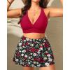 imageWomens Plus Size High Waisted Bikini  Two Piece Swimsuit with Skirt 2025 Tummy Control Bathing Suit with PocketRed and Floral