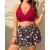 imageWomens Plus Size High Waisted Bikini  Two Piece Swimsuit with Skirt 2025 Tummy Control Bathing Suit with PocketRed and Floral