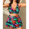 imageWomens Plus Size High Waisted Bikini  Two Piece Swimsuit with Skirt 2025 Tummy Control Bathing Suit with PocketTropical Print