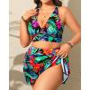 imageWomens Plus Size High Waisted Bikini  Two Piece Swimsuit with Skirt 2025 Tummy Control Bathing Suit with PocketTropical Print