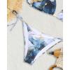 imageYonique 3 Piece Triangle Bikini Swimsuit Halter Top Tie Side Bikini Bathing Suit with Mesh Beach SkirtBlue Marble