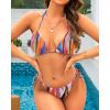 imageYonique 3 Piece Triangle Bikini Swimsuit Halter Top Tie Side Bikini Bathing Suit with Mesh Beach SkirtColor Tie Dye