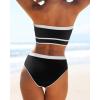 imageYonique Bandeau Bikini Womens High Waisted Swimsuit Two Piece Strapless Bathing SuitsBlack