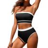 imageYonique Bandeau Bikini Womens High Waisted Swimsuit Two Piece Strapless Bathing SuitsBlack