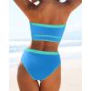 imageYonique Bandeau Bikini Womens High Waisted Swimsuit Two Piece Strapless Bathing SuitsBlue