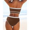 imageYonique Bandeau Bikini Womens High Waisted Swimsuit Two Piece Strapless Bathing SuitsBrown