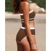 imageYonique Bandeau Bikini Womens High Waisted Swimsuit Two Piece Strapless Bathing SuitsBrown
