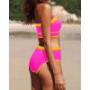 imageYonique Bandeau Bikini Womens High Waisted Swimsuit Two Piece Strapless Bathing SuitsHot Pink