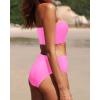 imageYonique Bandeau Bikini Womens High Waisted Swimsuit Two Piece Strapless Bathing SuitsPink