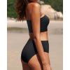 imageYonique Bandeau Bikini Womens High Waisted Swimsuit Two Piece Strapless Bathing SuitsPure Black