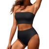 imageYonique Bandeau Bikini Womens High Waisted Swimsuit Two Piece Strapless Bathing SuitsPure Black