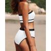 imageYonique Bandeau Bikini Womens High Waisted Swimsuit Two Piece Strapless Bathing SuitsWhite