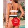 imageYonique Thong Bikini Set High Waisted Two Piece Swimsuit High Cut Bikini V Neck Bathing SuitBlack and White
