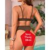 imageYonique Thong Bikini Set High Waisted Two Piece Swimsuit High Cut Bikini V Neck Bathing SuitBrown