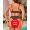imageYonique Thong Bikini Set High Waisted Two Piece Swimsuit High Cut Bikini V Neck Bathing SuitBrown