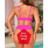 imageYonique Thong Bikini Set High Waisted Two Piece Swimsuit High Cut Bikini V Neck Bathing SuitHot Pink