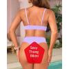 imageYonique Thong Bikini Set High Waisted Two Piece Swimsuit High Cut Bikini V Neck Bathing SuitLavender