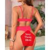 imageYonique Thong Bikini Set High Waisted Two Piece Swimsuit High Cut Bikini V Neck Bathing SuitRed