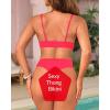 imageYonique Thong Bikini Set High Waisted Two Piece Swimsuit High Cut Bikini V Neck Bathing SuitRed
