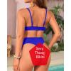 imageYonique Thong Bikini Set High Waisted Two Piece Swimsuit High Cut Bikini V Neck Bathing SuitRoyal Blue