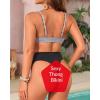 imageYonique Thong Bikini Set High Waisted Two Piece Swimsuit High Cut Bikini V Neck Bathing SuitStriped