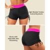 imageYonique Women Bikini Set with Swim Shorts 2 Piece Swimsuit with Boyshorts Halter High Waisted Bathing SuitBlack and Pink