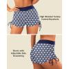 imageYonique Women Bikini Set with Swim Shorts 2 Piece Swimsuit with Boyshorts Halter High Waisted Bathing SuitBlue Geometry