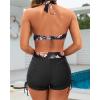 imageYonique Women Bikini Set with Swim Shorts 2 Piece Swimsuit with Boyshorts Halter High Waisted Bathing SuitOrange Floral