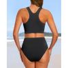 imageYonique Women Sport Bikini Set for Teen Juniors Two Piece Swimsuit High Waisted Bathing SuitBlack