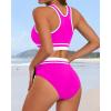 imageYonique Women Sport Bikini Set for Teen Juniors Two Piece Swimsuit High Waisted Bathing SuitHot Pink Colorblock