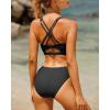 imageYonique Women Sport Bikini Set for Teen Juniors Two Piece Swimsuit High Waisted Bathing SuitSolid Black