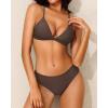 imageYonique Women Two Piece Triangle Bikini Set Bathing Suit Sexy Swimsuit Full Coverage BottomBrown