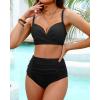 imageYonique Women Underwire Bikini Set High Waisted Tummy Control Swimsuit 2 Piece Push Up Bathing SuitBlack