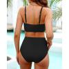 imageYonique Women Underwire Bikini Set High Waisted Tummy Control Swimsuit 2 Piece Push Up Bathing SuitBlack