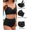 imageYonique Women Underwire Bikini Set High Waisted Tummy Control Swimsuit 2 Piece Push Up Bathing SuitBlack