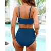 imageYonique Women Underwire Bikini Set High Waisted Tummy Control Swimsuit 2 Piece Push Up Bathing SuitDark Green
