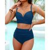 imageYonique Women Underwire Bikini Set High Waisted Tummy Control Swimsuit 2 Piece Push Up Bathing SuitDark Green
