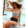 imageYonique Women Underwire Bikini Set High Waisted Tummy Control Swimsuit 2 Piece Push Up Bathing SuitGingham