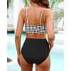 imageYonique Women Underwire Bikini Set High Waisted Tummy Control Swimsuit 2 Piece Push Up Bathing SuitGingham