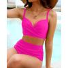 imageYonique Women Underwire Bikini Set High Waisted Tummy Control Swimsuit 2 Piece Push Up Bathing SuitHot Pink