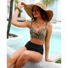 imageYonique Women Underwire Bikini Set High Waisted Tummy Control Swimsuit 2 Piece Push Up Bathing SuitLeopard