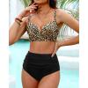 imageYonique Women Underwire Bikini Set High Waisted Tummy Control Swimsuit 2 Piece Push Up Bathing SuitLeopard
