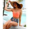 imageYonique Women Underwire Bikini Set High Waisted Tummy Control Swimsuit 2 Piece Push Up Bathing SuitOrange Flowers