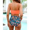 imageYonique Women Underwire Bikini Set High Waisted Tummy Control Swimsuit 2 Piece Push Up Bathing SuitOrange Flowers