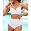 imageYonique Women Underwire Bikini Set High Waisted Tummy Control Swimsuit 2 Piece Push Up Bathing SuitWhite