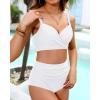 imageYonique Women Underwire Bikini Set High Waisted Tummy Control Swimsuit 2 Piece Push Up Bathing SuitWhite