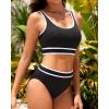 imageYonique Womens High Waisted Bikini Sets Color Block Swimsuit Two Piece Sporty Bathing Suit Black L