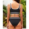 imageYonique Womens High Waisted Bikini Sets Color Block Swimsuit Two Piece Sporty Bathing Suit Black L